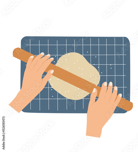 hand making cake dough. Rolling chapatti.Hands knead dough.
