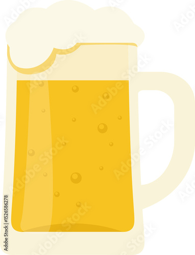 beer mug with foam flat cartoon illustration