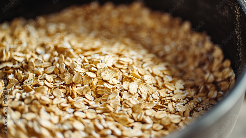 Obraz premium Preparing a Wholesome Porridge from Freshly Rolled Oats for Breakfast
