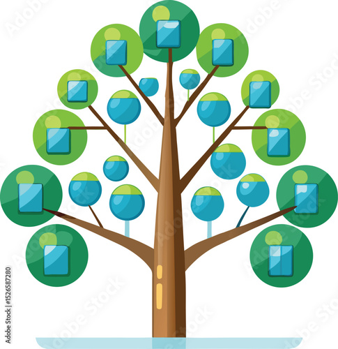 Elegant Tree With Transparent Glass Branches.