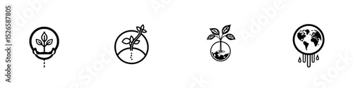 Graphic representation of eco-friendly icons promoting sustainability and environmental awareness in design elements