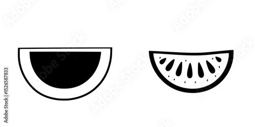 Creative icon set featuring minimalistic watermelon and melon designs for digital use in graphic projects