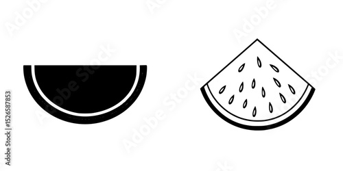 Watermelon icon set featuring a stylized half and a wedge design suitable for various applications