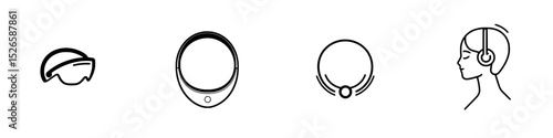 Icon set representing various wearable technology devices for enhanced user experience and connectivity