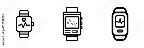 Variety of fitness tracker icons designed for health monitoring and activity tracking