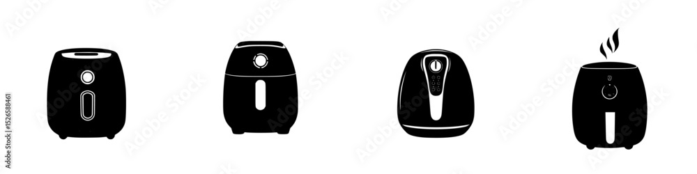 Stylish collection of air fryer icons showcasing various designs and features for modern kitchens Stylish collection of air fryer icons showcasing various designs and features for modern kitchens