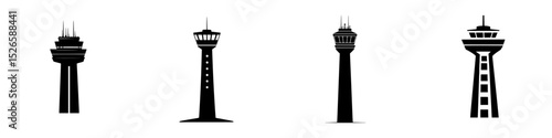 Various tower icons representing communication and observation structures for design and illustration purposes