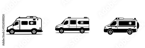 Wallpaper Mural Icon set featuring three distinct designs of emergency medical service vehicles from various angles Torontodigital.ca