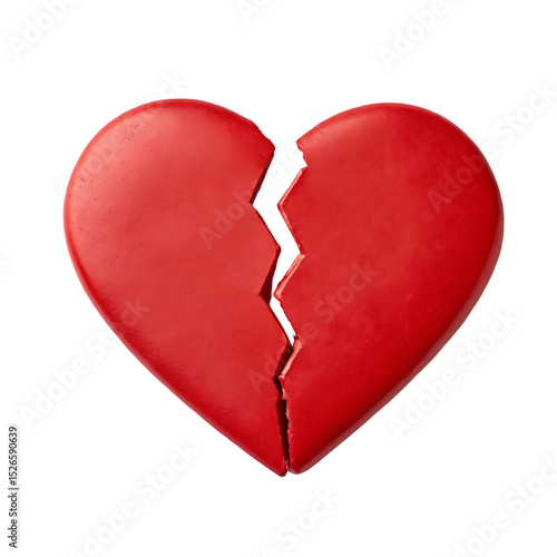 Broken heart symbol, a striking image of a fractured red heart.