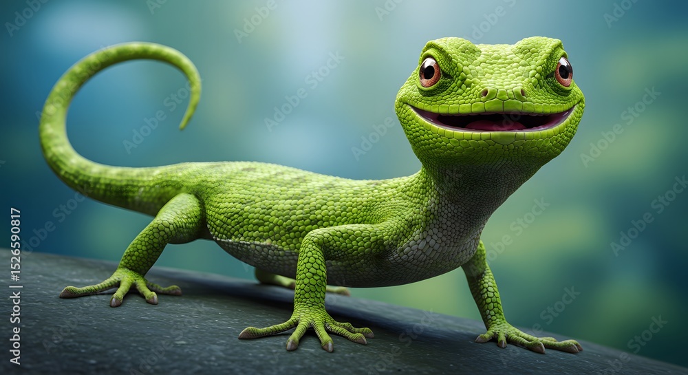 Fototapeta premium Green Lizard Close Up