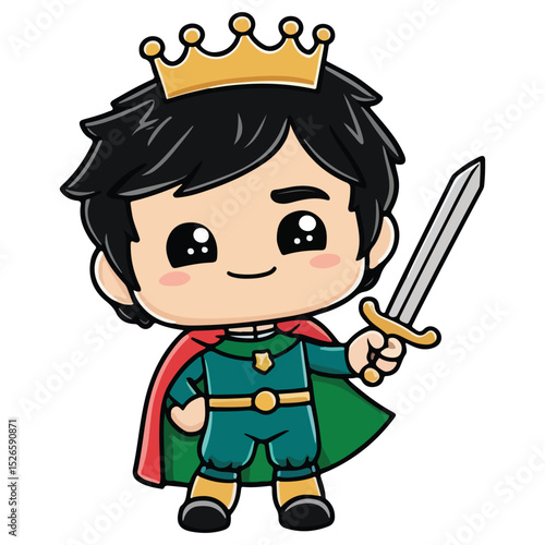 Chibi Style Prince Boy with Crown Vector Pack