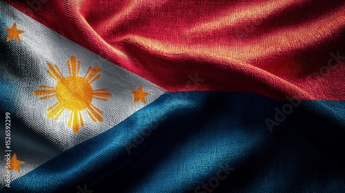 Realistic depiction of the flag of the Philippines waving gently in the breeze