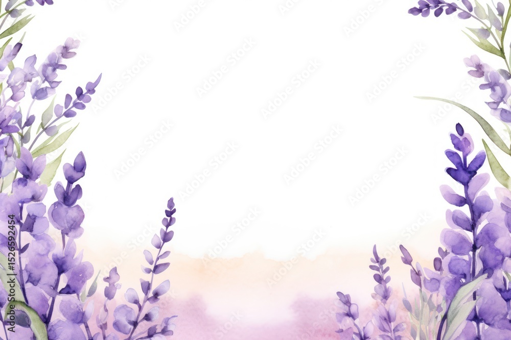 Obraz premium Lavender flower watercolor border blossom nature purple.