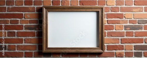 Wallpaper Mural Empty rustic wood frame on brick wall Mockup template , isolated, white, wooden frame Torontodigital.ca
