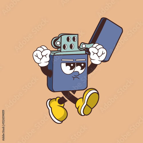 Retro character design of angry lighter