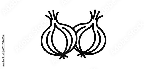 Simple Line Drawing of Two Onions Vegetable Icon