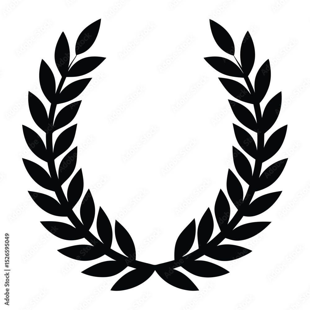 A black laurel wreath isolated on white background A black laurel wreath isolated on white background