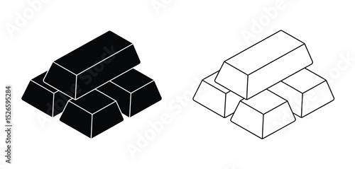 Gold Bars Stack Icon Black and White Illustration