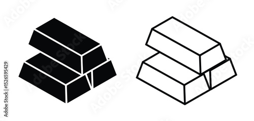 Gold Bars Stack Icon Illustration Black and White