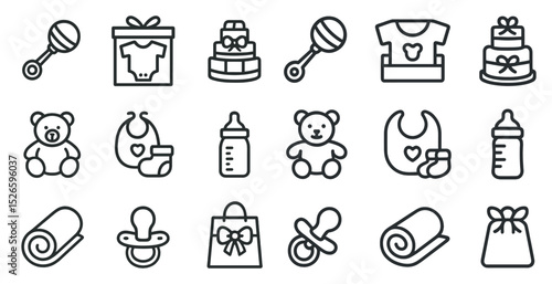 Baby theme icons for nursery or baby shower design projects