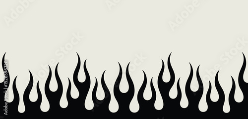 Black Flame Design Seamless Border for Graphic Design