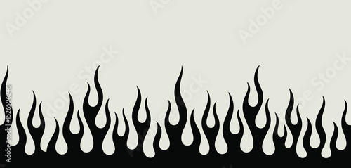 Black Flame Design Seamless Border for Graphic Design