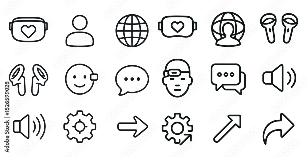 Fototapeta premium Modern interface icons set for digital communication and navigation design