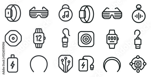 Futuristic wearable technology icons for innovative digital concepts