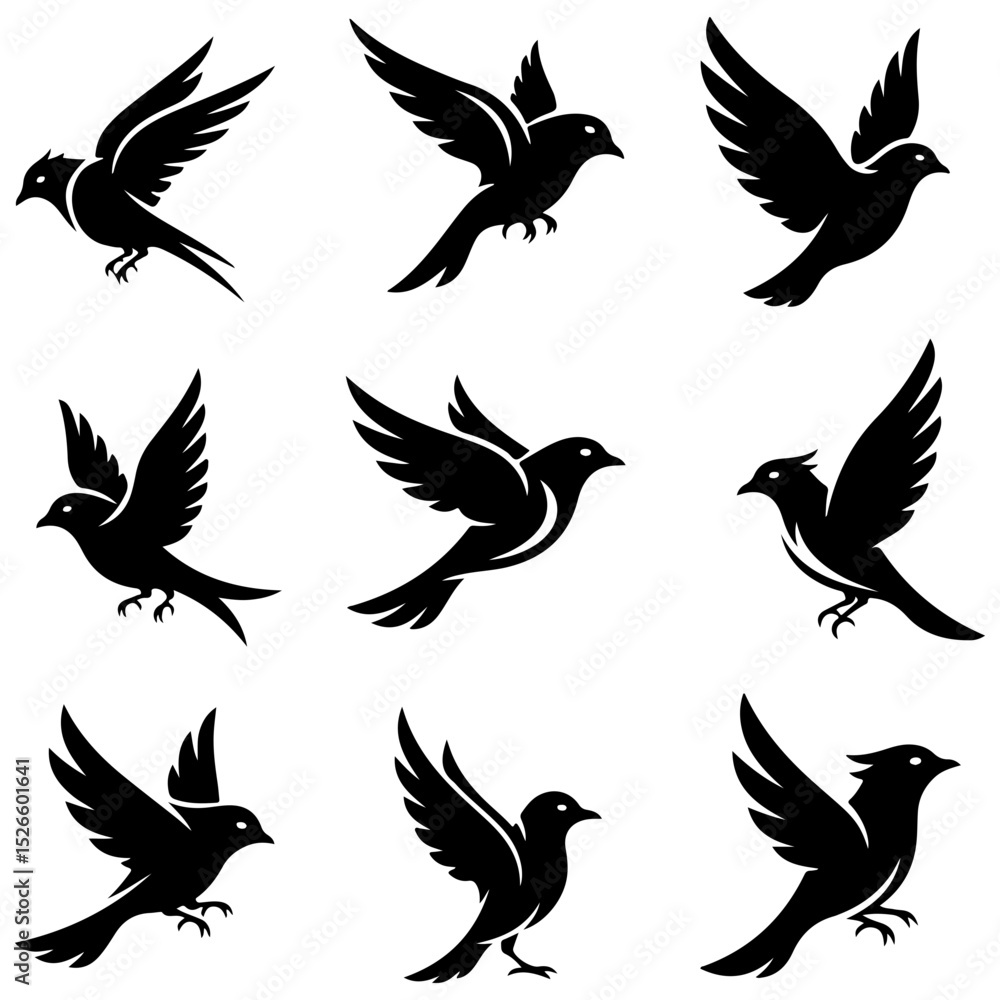 Fototapeta premium Abstract Aviary: a modern collection of artistic, high quality editable bird designs