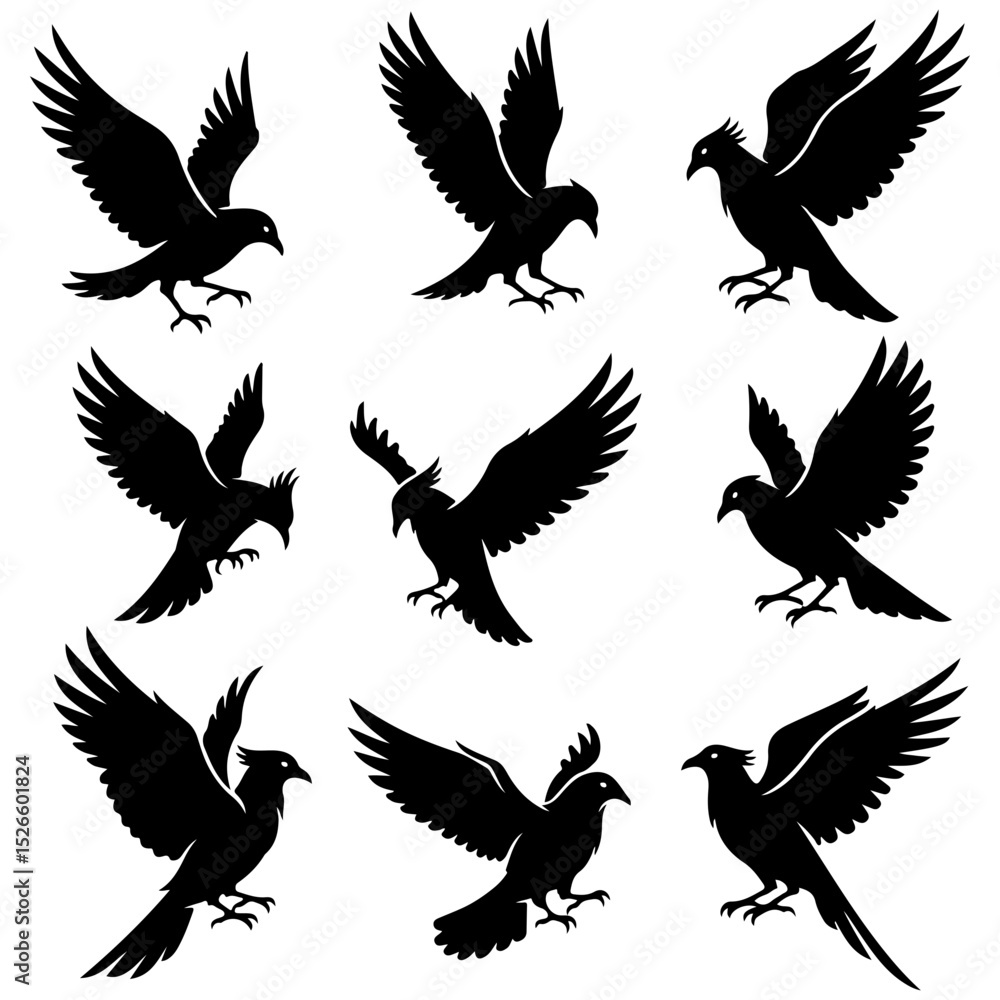 Fototapeta premium A beautiful and elegant set of high quality editable birds for wellness branding