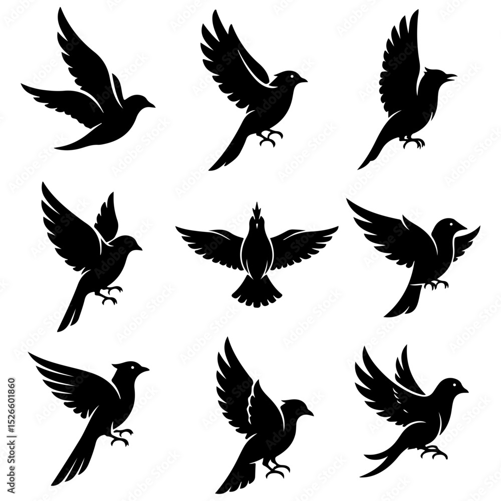 Obraz premium Set of abstract bird art illustrations, a high quality editable design for textiles