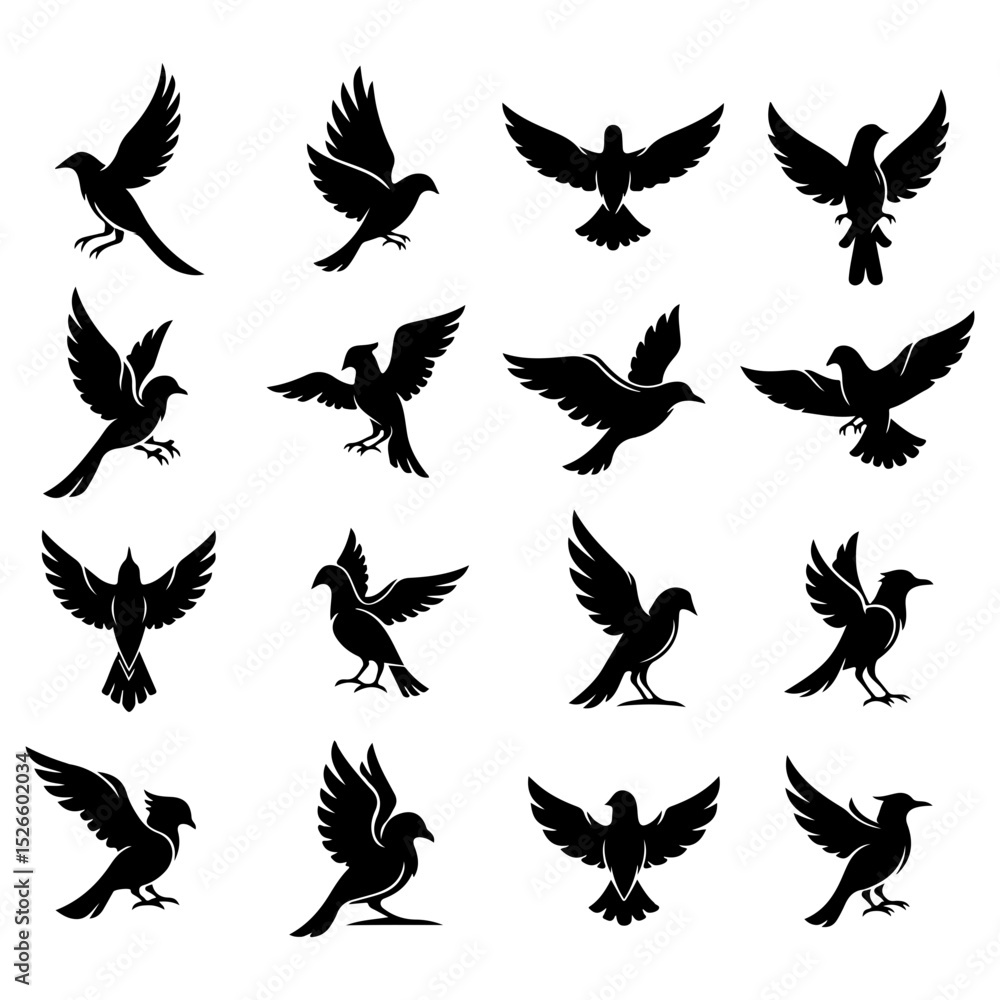Fototapeta premium Set of premium, high quality editable bird vector designs for luxury brand identity