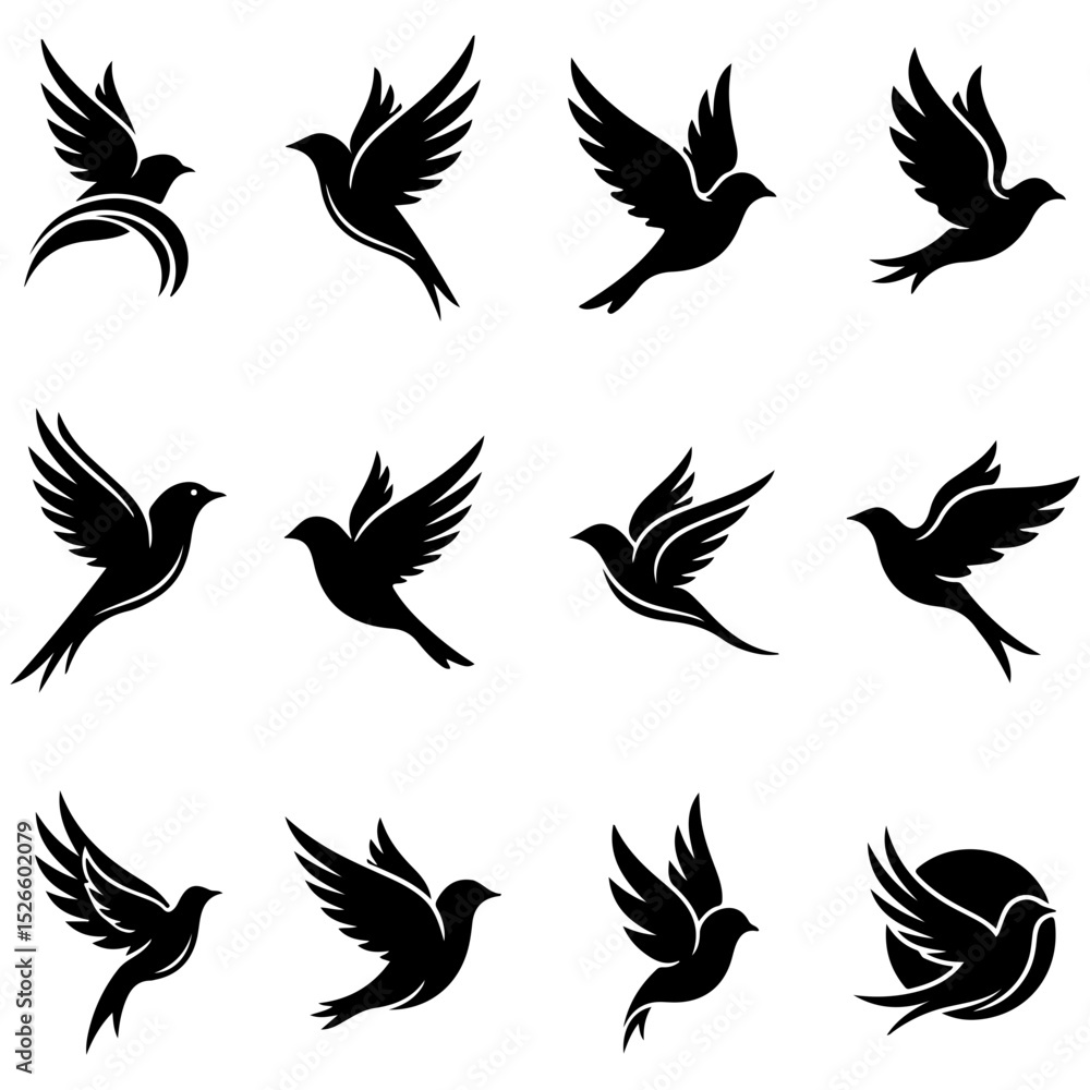 Obraz premium Set of beautifully abstract, well editable vector bird designs for creative projects