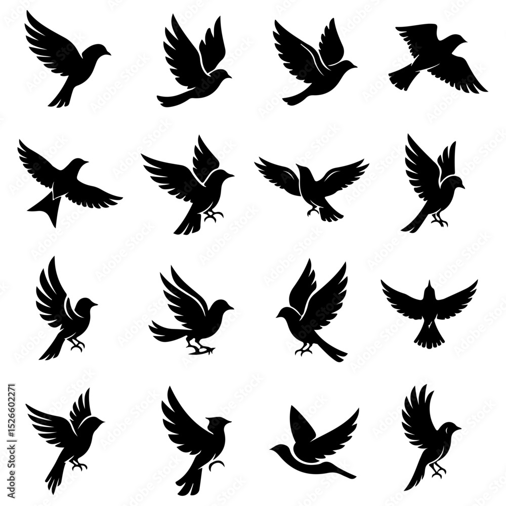 Fototapeta premium Collection of well editable abstract and minimalist bird line art for contemporary design