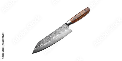 Wallpaper Mural Damascus Steel Chef Knife With Wooden Handle. Premium Kitchen Cutlery For Precision Cooking Isolated On Transparent Background Torontodigital.ca