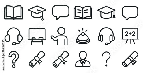 Educational icons for learning, teaching, and online communication