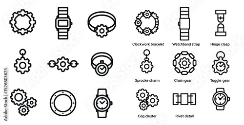 Mechanical gear icons for technology and fashion design projects