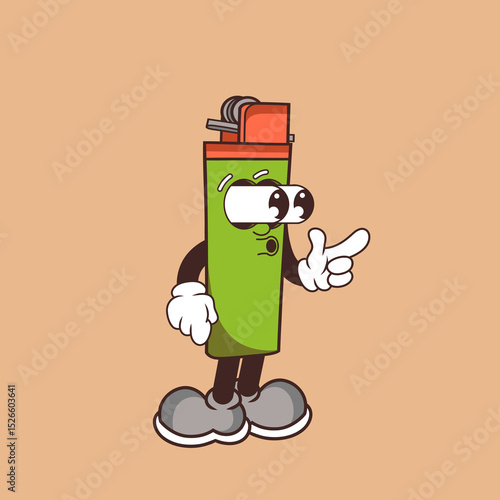 Retro character design of shocked lighter