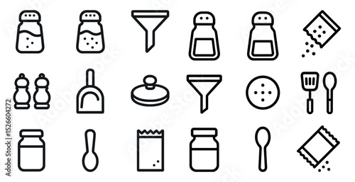 Collection of kitchen utensils and spice icons for culinary design projects