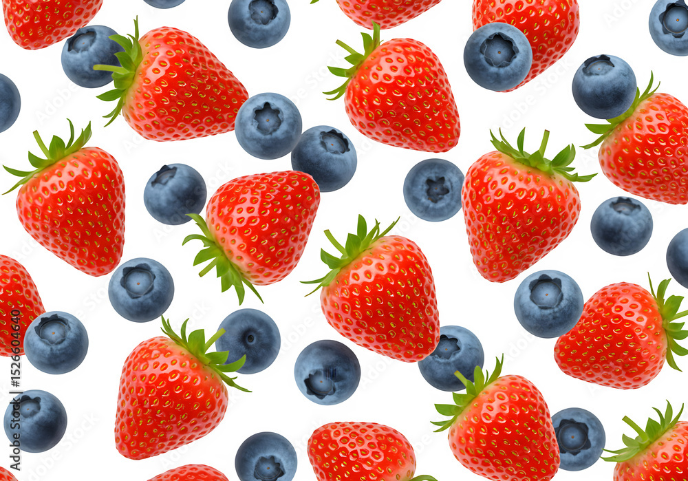 Strawberries and blueberries falling isolated on white or transparent background. PNG Strawberries and blueberries falling isolated on white or transparent background. PNG