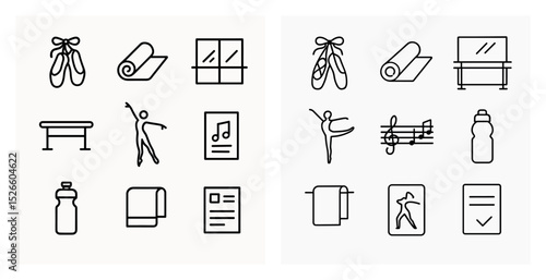 Ballet icons set for dance studio design and creative projects
