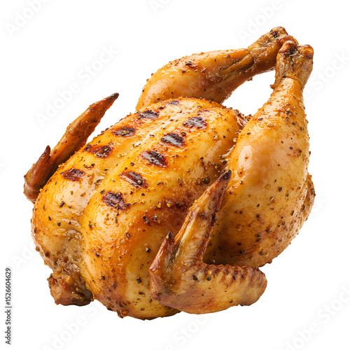 Delicious Roasted Whole Chicken – Grilled, Seasoned, and Golden Brown isolated on transparent background PNG
