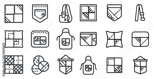 Patchwork quilt icons for craft design and decoration projects