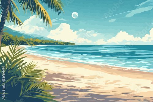 tropical beach with palm trees