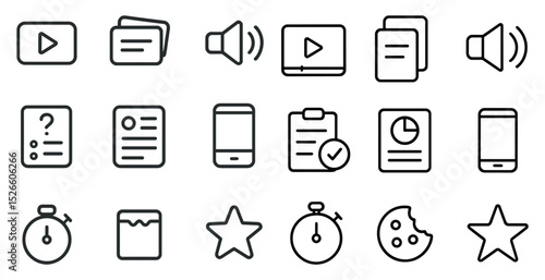 Minimalist icon set for multimedia and mobile applications design