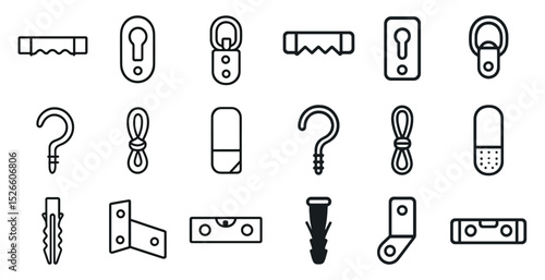 Hardware icons collection for diy projects and home improvement