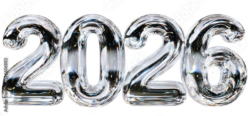 modern 2026 shiny silver color balloon like number design 