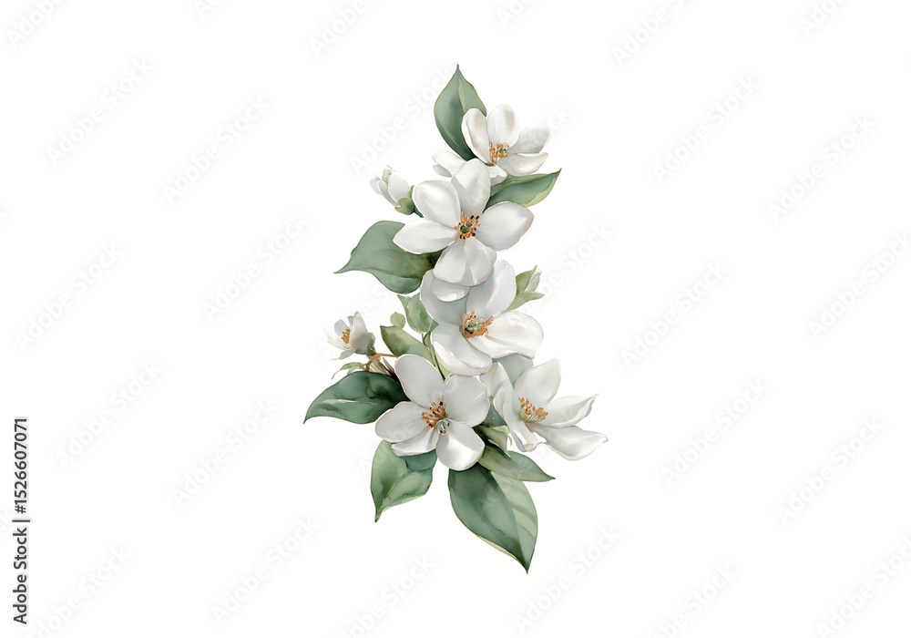 Obraz premium Delicate white blossoms on dark background elegant floral design, On Transparent Background