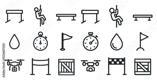 Minimalist icon set for sports, fitness, and adventure design projects