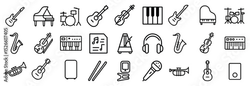 Musical instruments icon set for design and multimedia projects